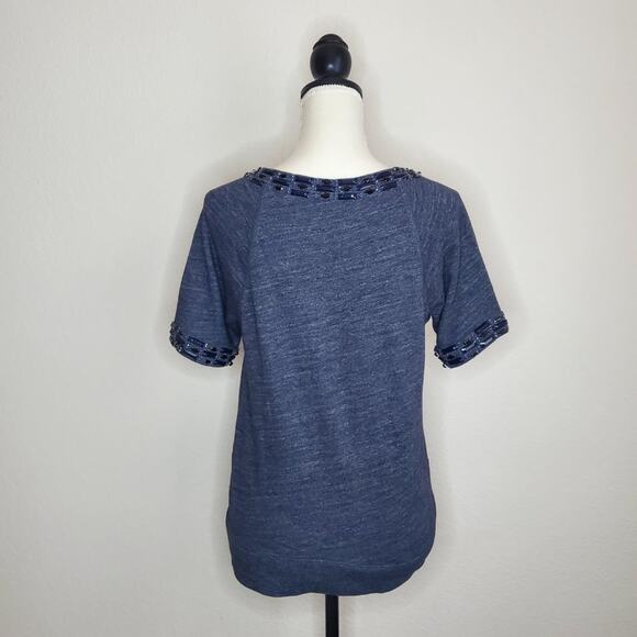 J. Crew Navy Jeweled Top Small - Picture 3 of 8